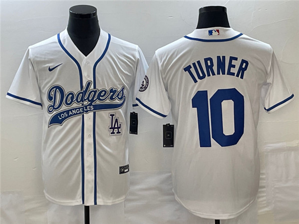 Men's Los Angeles Dodgers #10 Justin Turner With Patch Cool Base Stitched Baseball Jersey